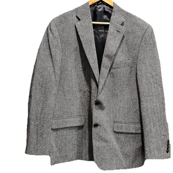 Lauren Ralph‎ Lauren Gray Herringbone Wool Men's Sports Suit Blazer Size 42R